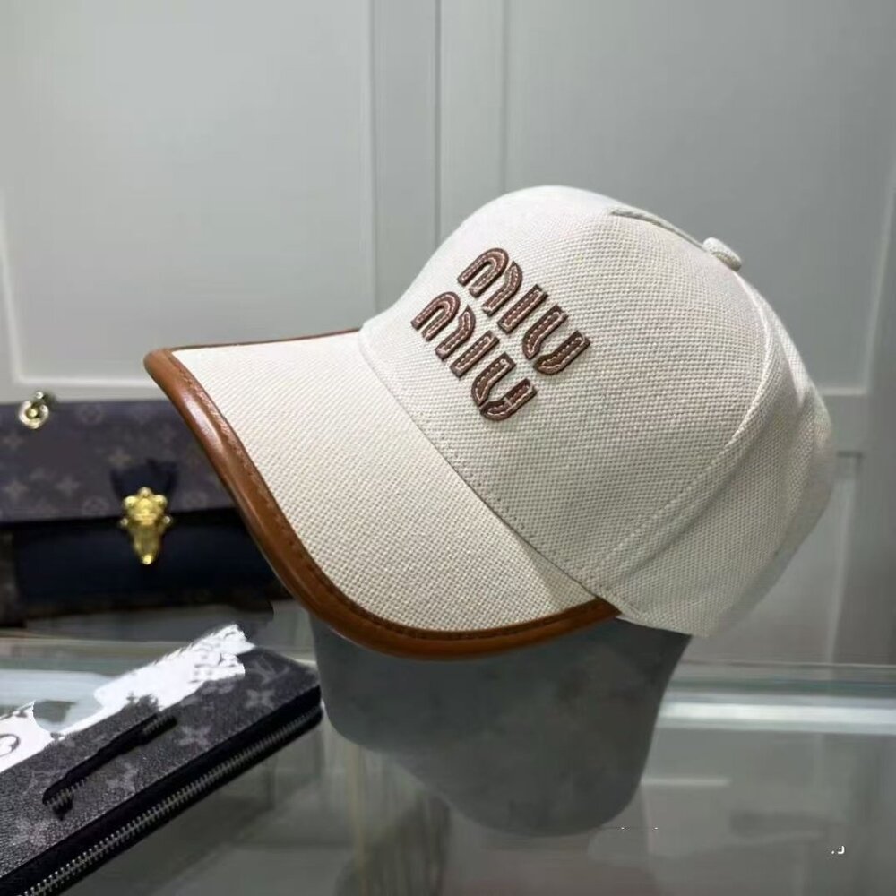 Miu Miu Beige And Brown Canvas Cap - image 1
